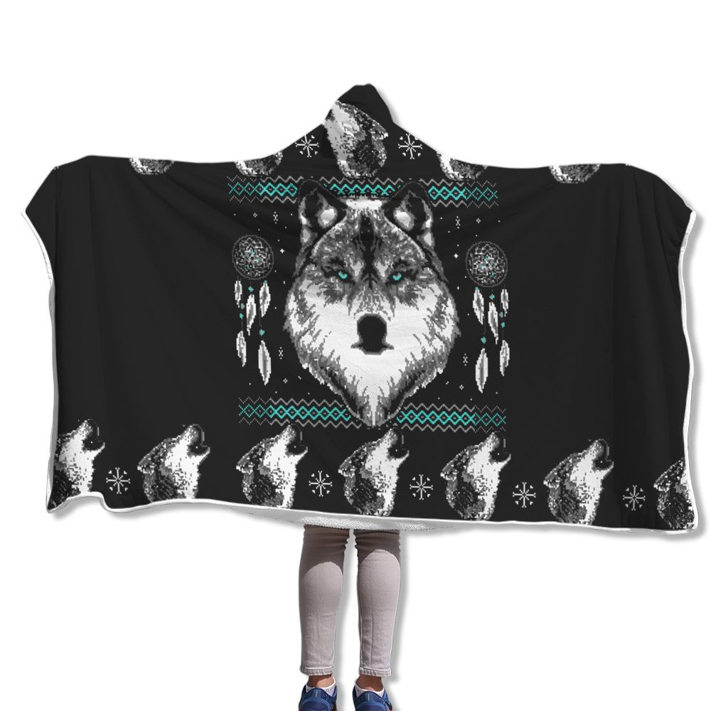 wolf hooded blanket